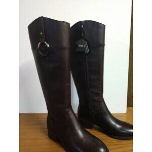Alfani  Bexleyy Step Flex Womens Leather Riding Boots Chocolate Brown 7.5M Elega